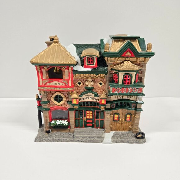 LEMAX Firehouse No. 9 2004 Lighted House w/ Box & Cord Retired 2006 Village - Picture 7 of 16